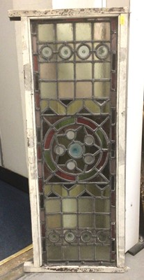 Lot 358 - Stained glass panel and pair of glass windows