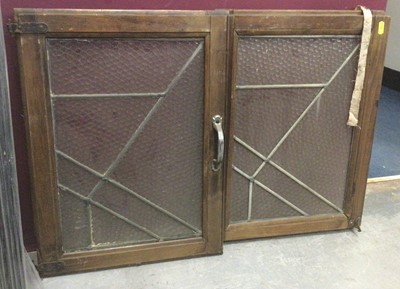 Lot 358 - Stained glass panel and pair of glass windows