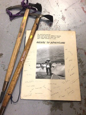 Lot 327 - Two vintage ice axes and related photograph, signed