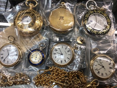 Lot 1038 - Group of pocket/fob watches and gold plated watch chains