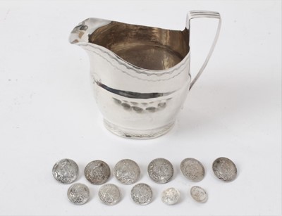 Lot 403 - Georgian silver cream jug and a set of eleven continental  silver buttons