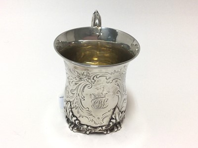Lot 205 - Georgian silver cream jug, Victorian silver christening mug and a ten continental  silver buttons