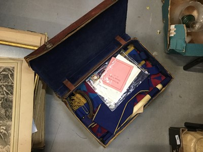 Lot 567 - Masonic regalia in a brown leather case