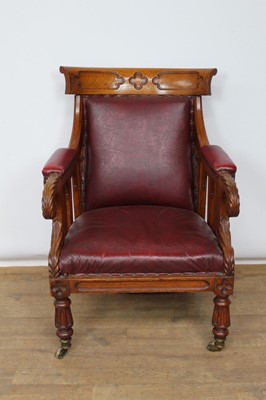 Lot 1434 - Late Victorian honey oak framed ecclesiastical library chair