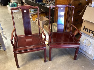 Lot 1331 - Two Chinese elbow chairs