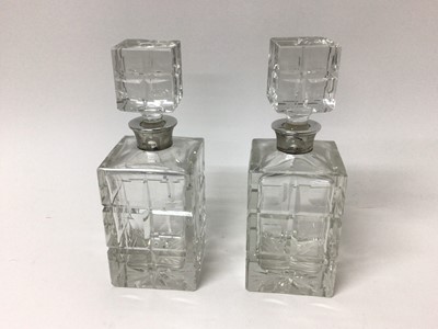Lot 204 - Pair good quality silver mounted glass decanters