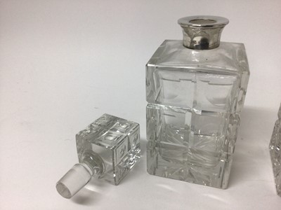 Lot 204 - Pair good quality silver mounted glass decanters