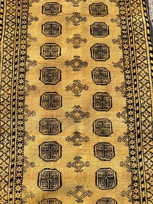 Lot 1372 - Persian runner on black and yellow ground 0.92m x 3.90m  small prayer rug and Mexican wall hanging