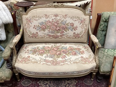 Lot 1291 - Early 20th century French sofa with floral tapestry