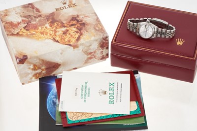 Lot 576 - Ladies Rolex Date Just stainless steel wristwatch with box and papers