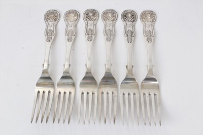 Lot 405 - Set of six Victorian Scottish silver table forks