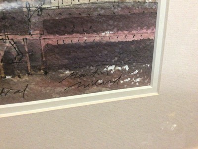 Lot 356 - Martin Millard contemporary ink and watercolour study- Blackfriars and St Paul Catherdal, signed, in glazed frame