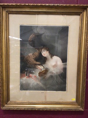 Lot 441 - Early 19th century hand coloured engraving after Huet Villiers, 'Hebe', published 1814, in glazed gilt frame, 71cm x 59cm overall