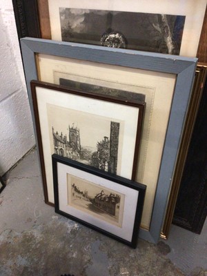 Lot 61 - Group of 19th century and later engravings, pair of still life lithographs an other pictures