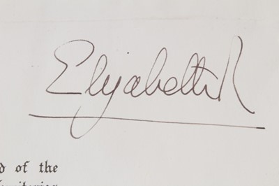 Lot 120 - H.M. Queen Elizabeth II signed document
