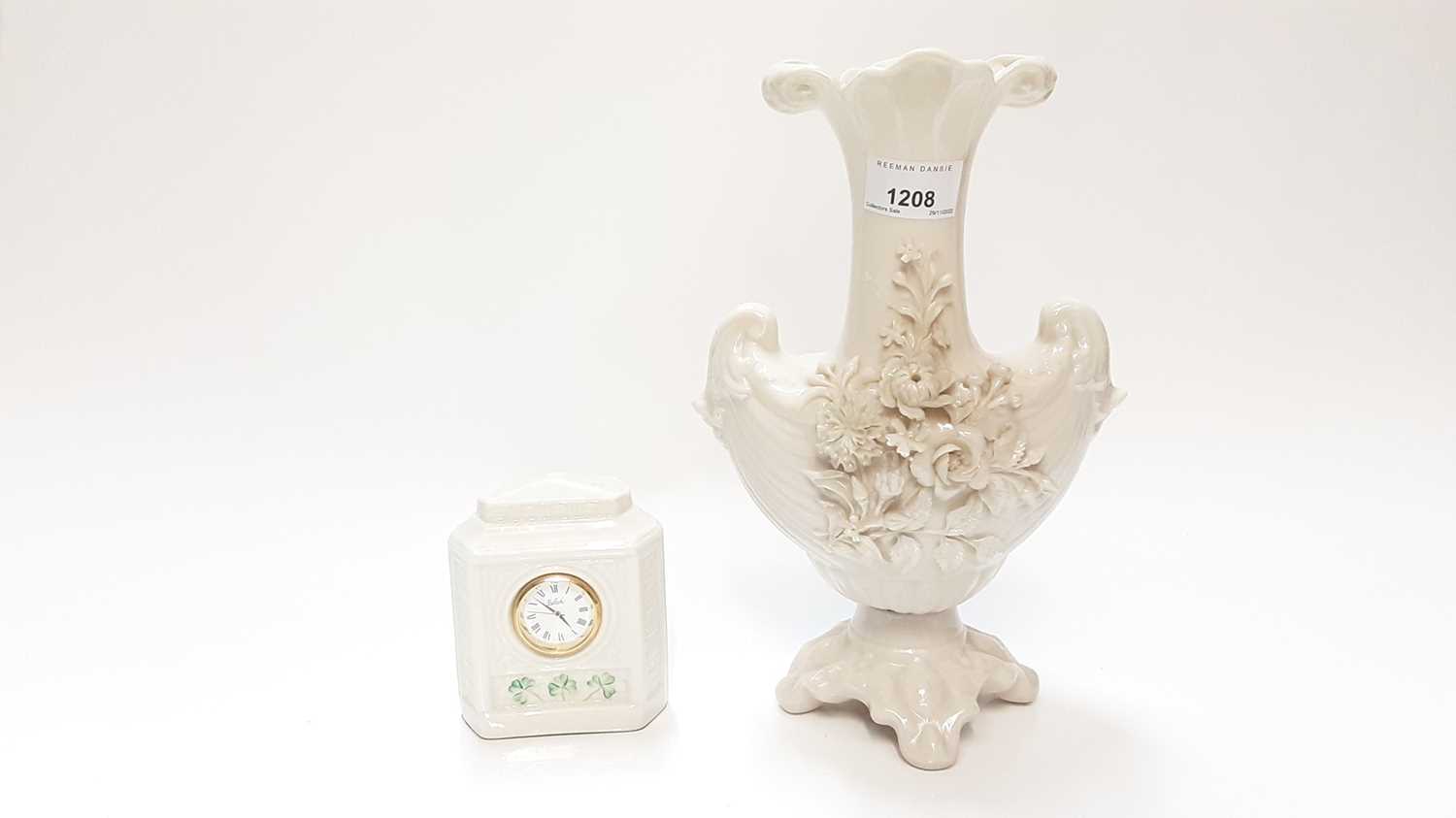 Lot 1208 Belleek encrusted vase