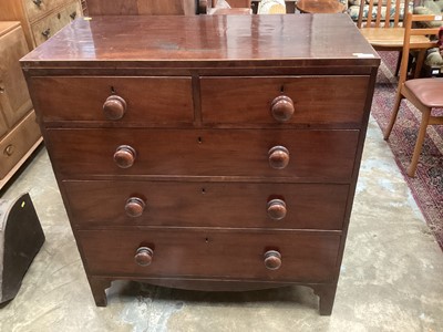 Lot 1200 - 19th century mahogany chest of two short and three long drawers