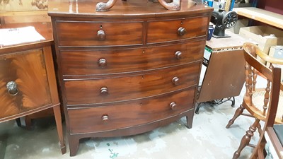 Lot 1206 - 19th century mahogany bow front chest of two short and three long drawers