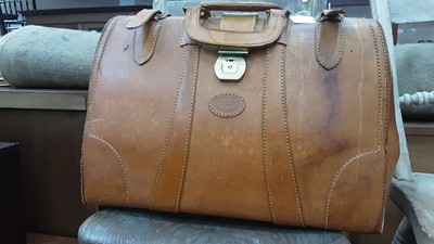 Lot 936 - Leather vintage case and one other initialled