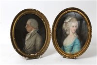 Lot 1015 - Pair late 18th century English School oval...