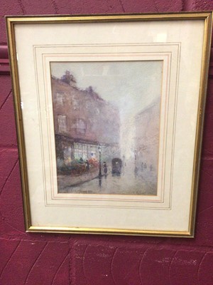 Lot 344 - Edith M. Vicary watercolour- street scene, signed and dated 1901