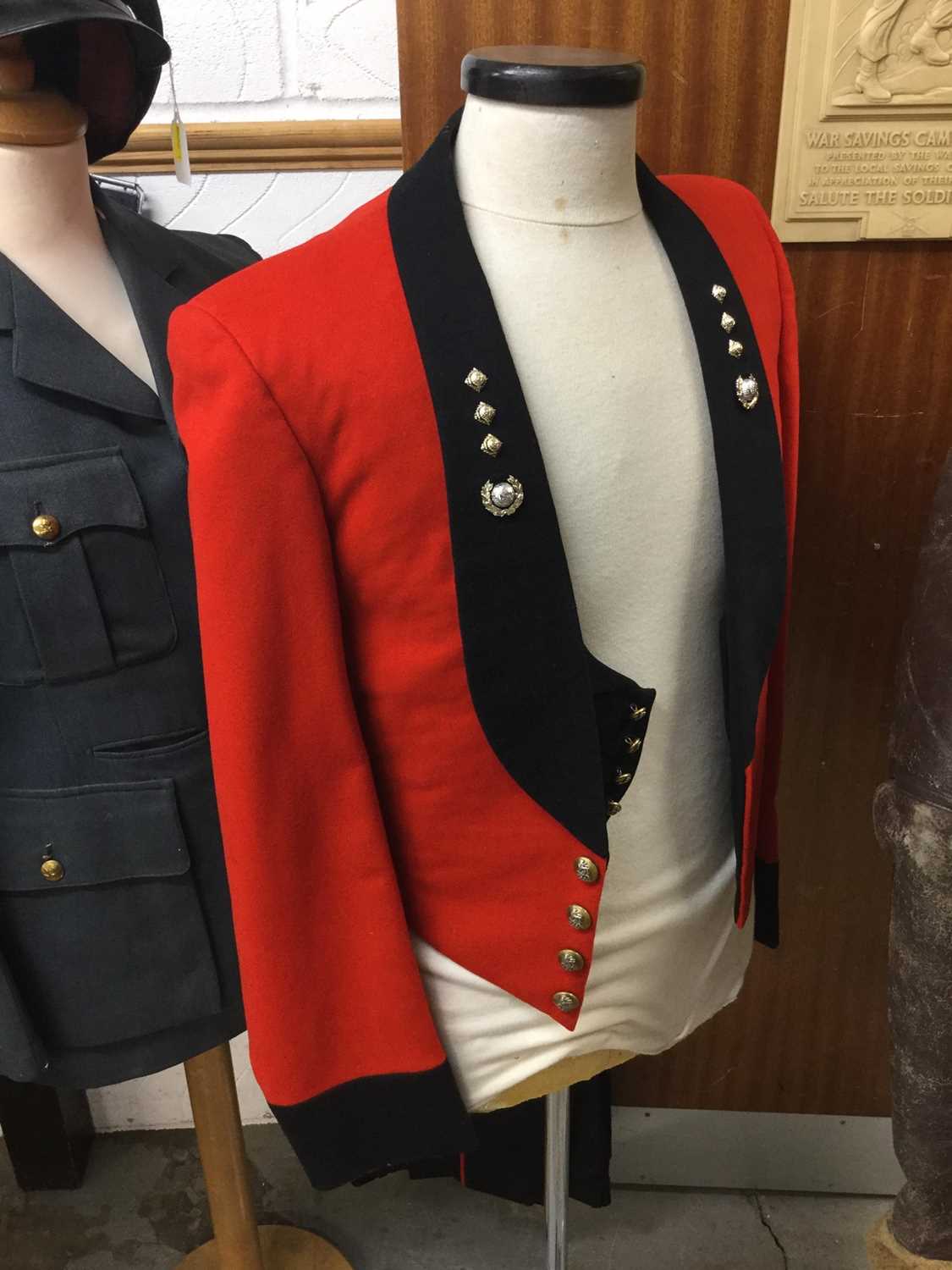 Lot 828 - 1960's Royal Marines Officers Mess dress uniform comprising jacket, waistcoat and trousers, label to interior named to 2Lt. C. J. Burgess. 16. 2. 67