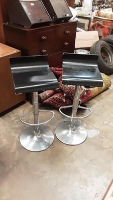 Lot 1231 - Pair chrome vintage bar stools