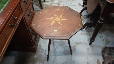 Lot 1220 - Octagonal inlaid table and cake stand