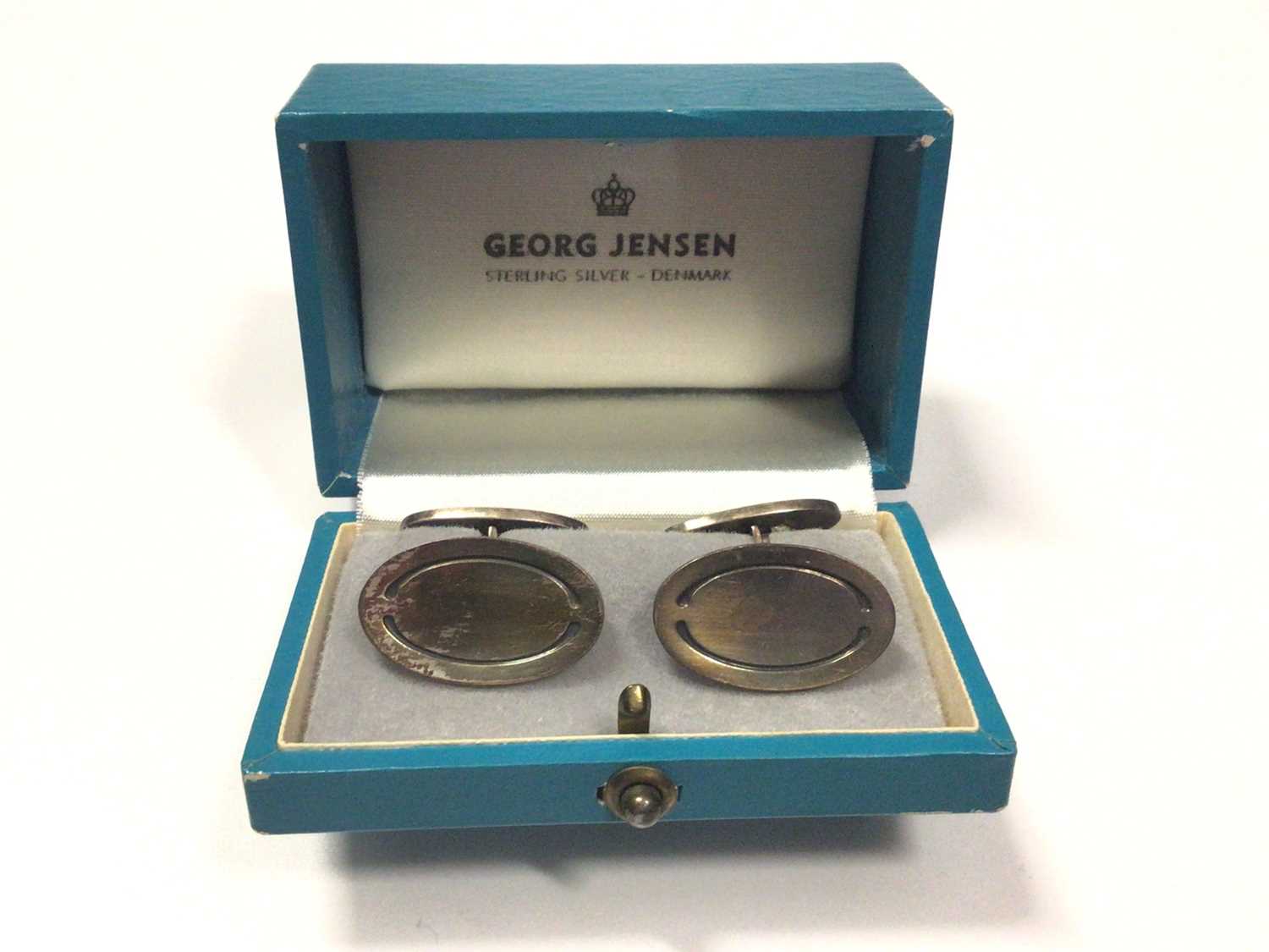 Lot 6 - Pair Georg Jensen silver oval panel cufflinks in orginal box