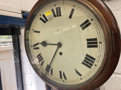 Lot 205 - Early 20th century mahogany drop dial wall clock