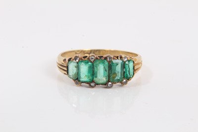 Lot 777 - Victorian 18ct gold emerald five stone ring