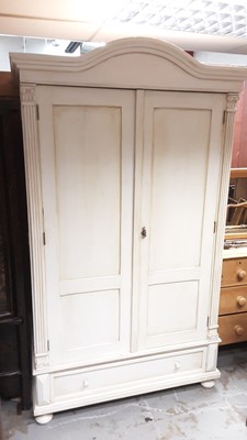 Lot 1254 - White painted pine classical style wardrobe