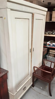 Lot 1252 - White painted pine wardrobe