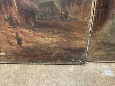 Lot 210 - Pair of 19th century oils on canvas - French Town scenes