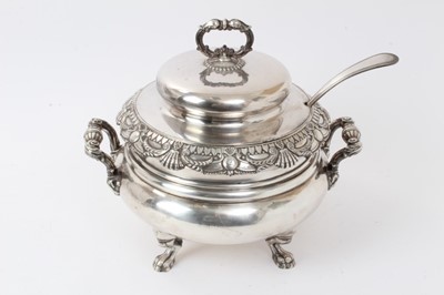 Lot 404 - Large 19th century silver plated tureen and ladle