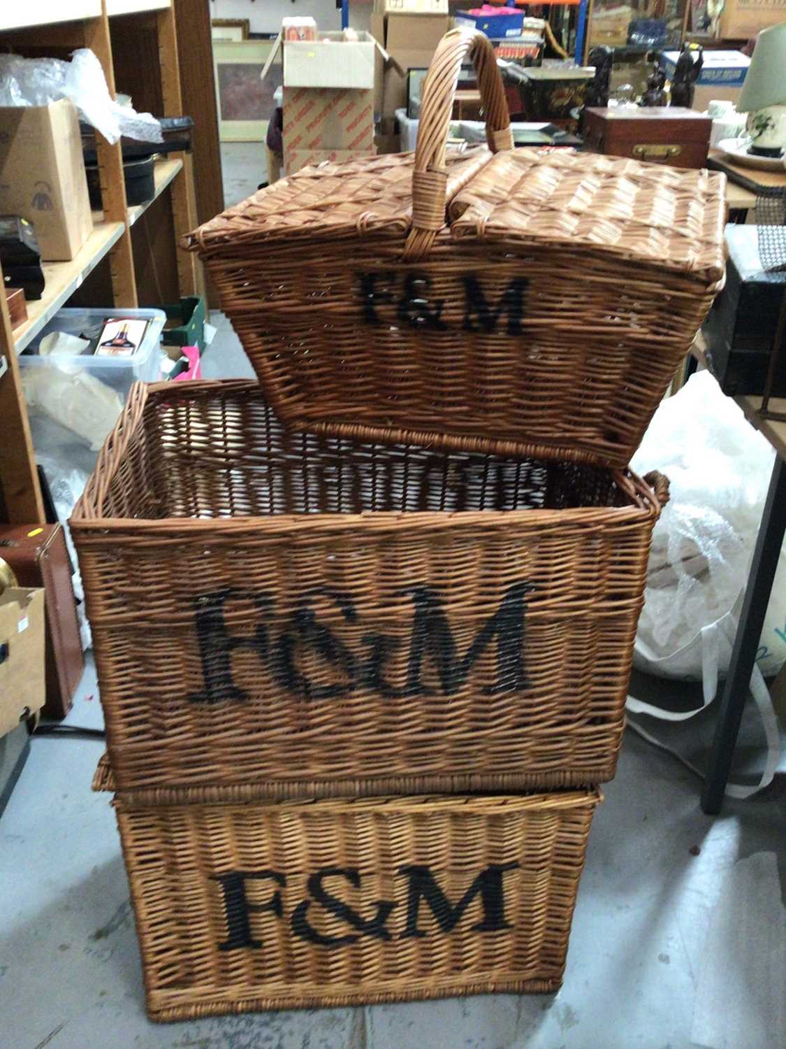 Lot 872 Three Fortnum & Mason wicker baskets
