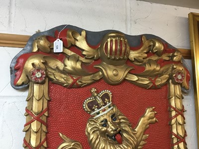 Lot 125 - Pair impressive 1950s crowned Royal lion and unicorn wall shields