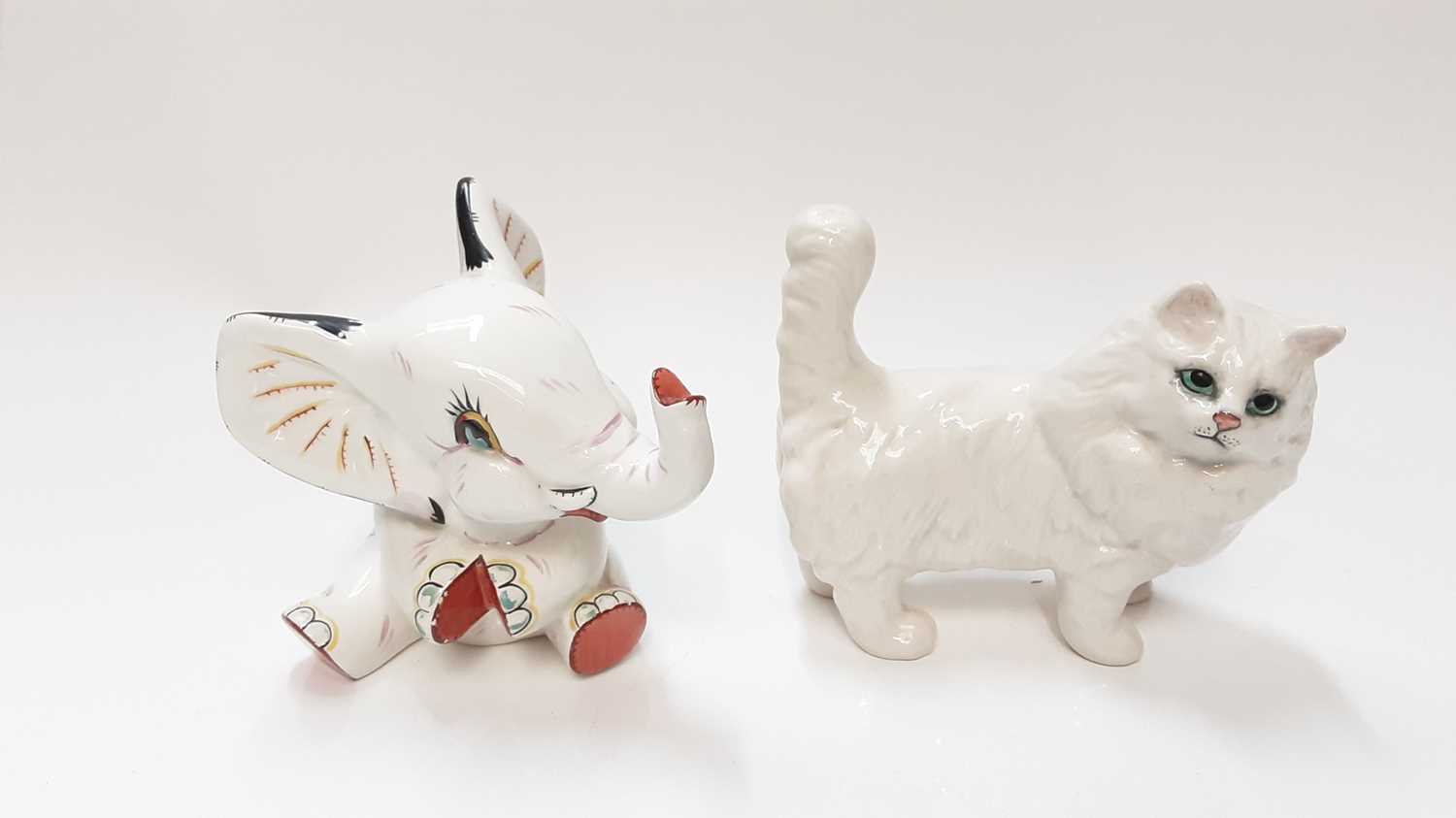 Lot 1268 - Wedgwood 'Unicorn' elephant, Beswick cat and a group of Belleek