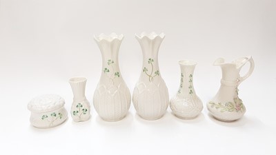 Lot 1268 - Wedgwood 'Unicorn' elephant, Beswick cat and a group of Belleek