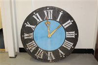 Lot 1054 - Large wooden tower Clocksck dial of circular...