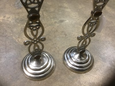 Lot 150 - Pair Celtic design plated candlesticks