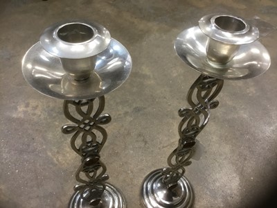 Lot 150 - Pair Celtic design plated candlesticks