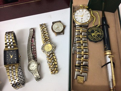 Lot 190 - Ladies and gentlemens matching Rado wristwatches, Raymond Weil watch in box, Beverly Hills Polo Club watch and pen boxed set, Emporio Armani and other wristwatches