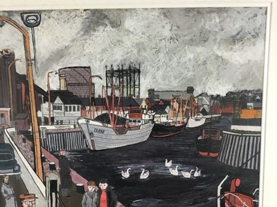 Lot 1 - *Dione Page (1936-2021) two works, gouache and pastel on paper - ‘The 60's Hythe', and the ‘Creek’, signed and titled, 77cm x 57cm and 70cm x 51cm
