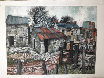Lot 11 - *Dione Page (1936-2021) two works, gouache and pastel on paper laid on card - ‘On Bodmin Moor’ signed titled and dated ‘87 with ‘Ruined house’ Wales, both unframed