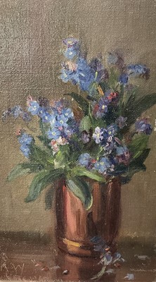 Lot 200 - Kate Wylie (1877-1941) oil on canvas laid down onto board, vase of flowers, together with three other pictures