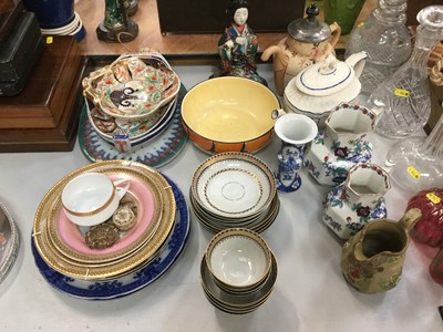 Lot 472 - Group of 18th century Chinese porcelain tea bowls, Chinese blue and white porcelain vase with character marks to base and other ceramics.