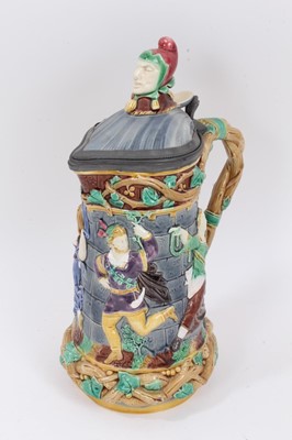 Lot 333 - Victorian Minton Majolica 'Tower' jug, impressed marks for 1873, 33cm height