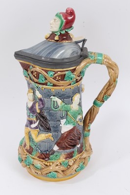 Lot 333 - Victorian Minton Majolica 'Tower' jug, impressed marks for 1873, 33cm height