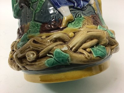 Lot 333 - Victorian Minton Majolica 'Tower' jug, impressed marks for 1873, 33cm height